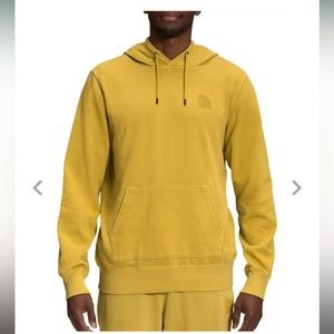 The North Face Mens  Yellow Logo Pullover Hoodie Cotton Blend Sweatshirt NWT